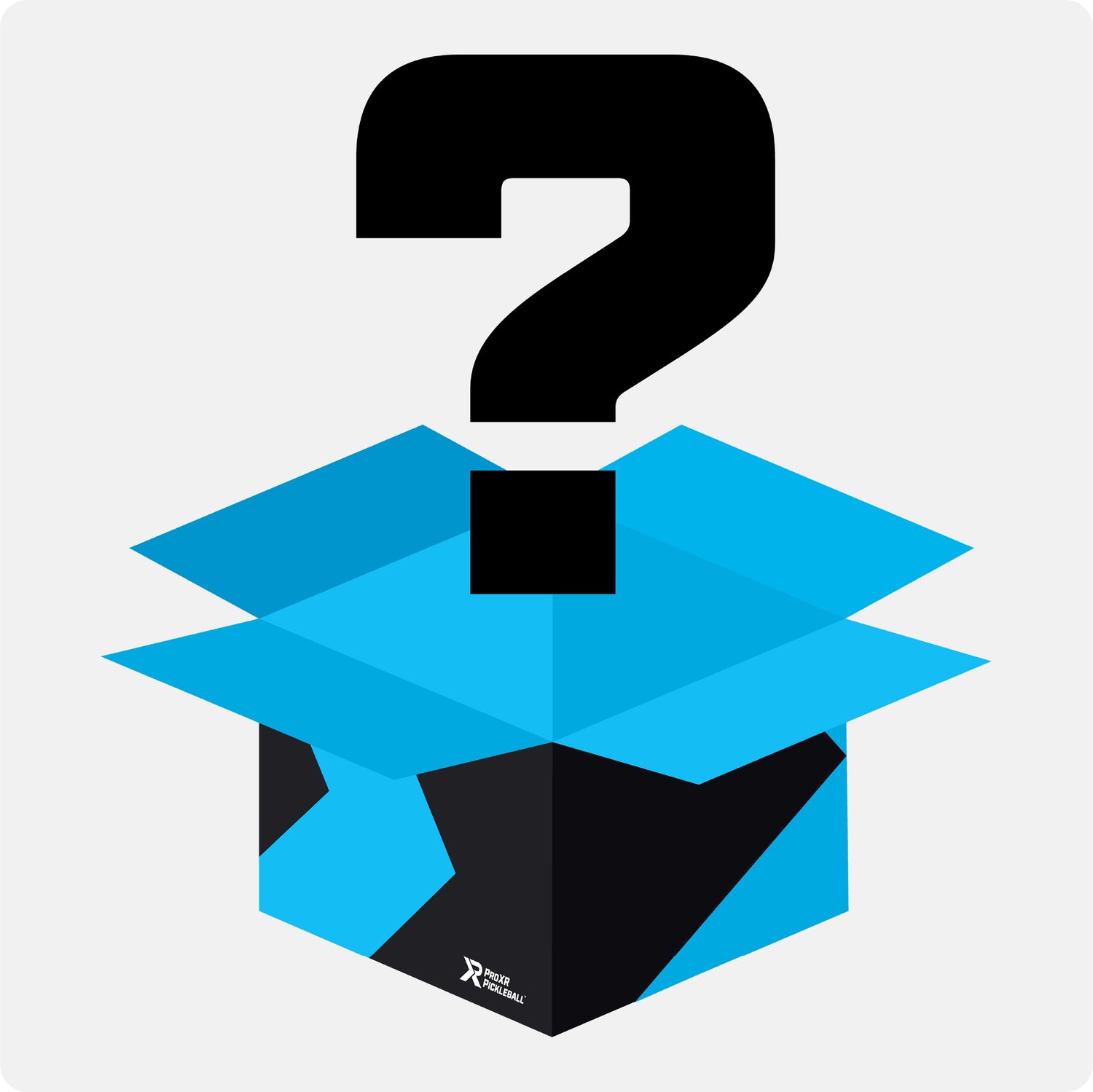 open blue ProXR Pickleball box with a black question mark